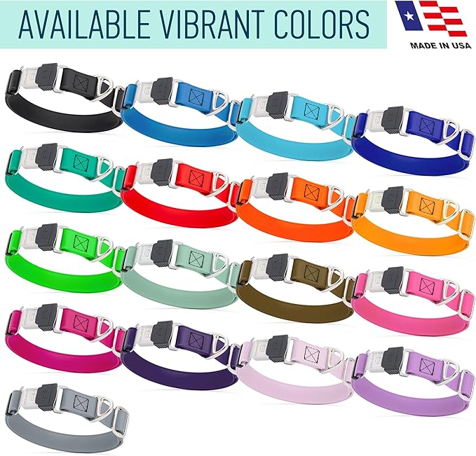 Dogline Biothane Waterproof Dog Collar with Herm Sprenger Stainless Steel Quick Release Buckle – Heavy Duty Tactical Durable Collar for Dogs – Comfortable and Safe Pet Collar W 3/4" L 12-19" Tangerine