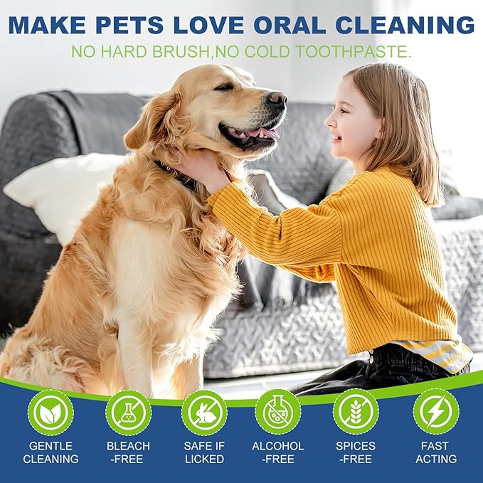 Dog Dental Care Finger Wipes, 60 PCS Teeth Cleaning Wipes for Dogs & Cats, Tooth Brushing Kit Dental Wipes Reduces Plaque & Freshens Breath, Disposable Gentle Cleaning & Gum Care Pet Wipe