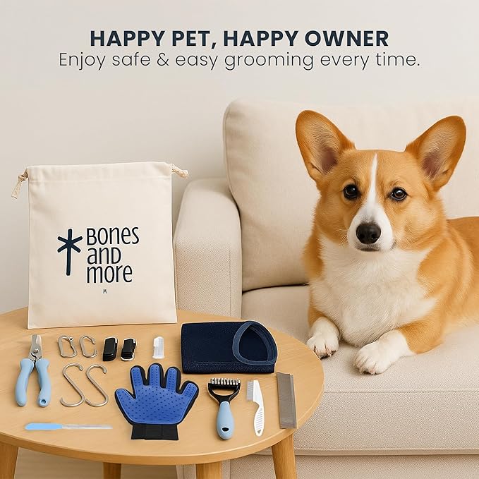 Grooming Hammock Kit for Dogs & Cats, Includes Hammock Harness, Nail Clippers, Nail File, Grooming Glove, Dematting Comb, S-Hooks, Carabiners & Storage Bag for Easy Home Grooming small (75×49) cm