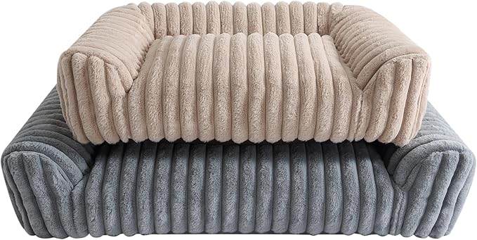 Arlee Saddle Sofa Memory Foam Pet Bed, Comfortable & Washable, Ideal for Dogs and Puppies, Extra Comfort, Couch Design, Crate & Kennel Furniture, Pet Supplies & Essentials, Grey, Large