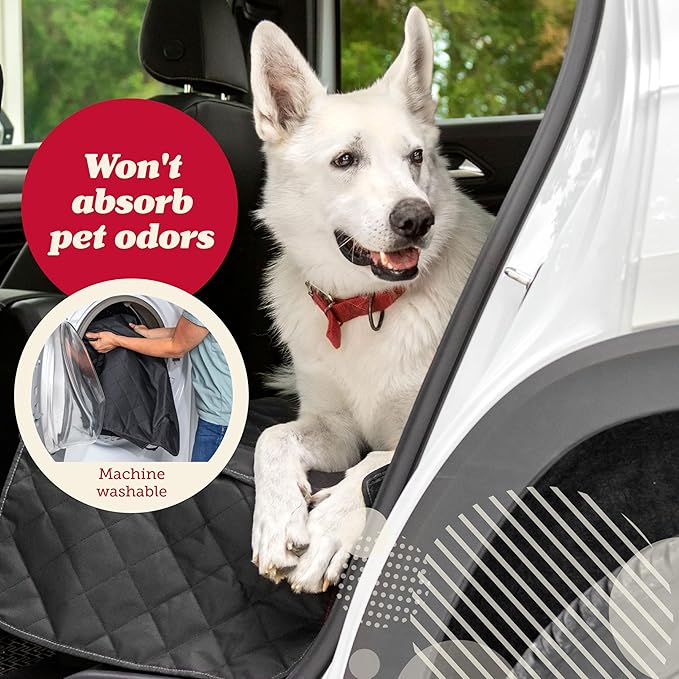Lusso Gear Dog Car Seat Cover for Back Seat - 100% Waterproof - Full Protection from Mud, Scratches, Shedding - Non-Slip Rear Seat Protector for Dogs - Secure Fit for Car, Truck, SUV (Black)