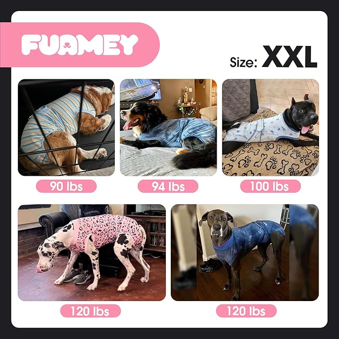 FUAMEY Dog Recovery Suit Male,Dogs Surgery Neuter Suits Puppy Spay Shirts for Female Protect Dog's Skin Anti Licking Abdominal Wounds Doggie Onesie Pet Bodysuit Alternative to Cone Green Stripes XXL