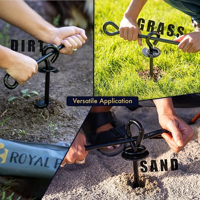 ROYAL-PAW Dog Tie Out Stake - for Large Dogs up to 210 lbs - Heavy Duty Dog Stake for Yard, Beach & Camping Outside - Best in Ground Anchor for a Dog Cable, Leash, Lead Tether (1, Blue)