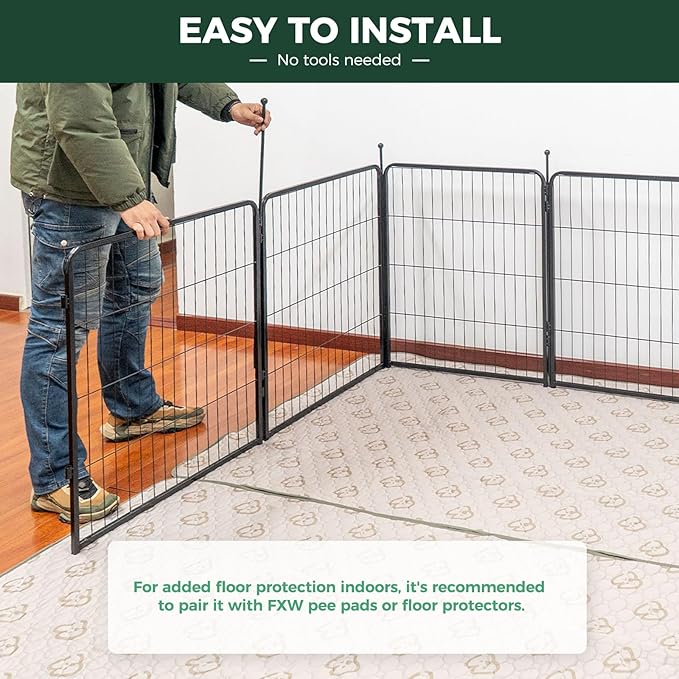 FXW Rollick Unleashed Dog Playpen for Indoor, Yard, RV Camping, 45 inch 8 Panels for Large Dogs│Patented