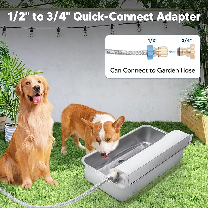 Automatic Water Dispenser for Dog, 6L Dog Water Bowl Dispenser, Large Stainless Steel Indoor/Outdoor Water Feeder Suitable for Dogs Livestock Chicken Horse, Easy to Clean