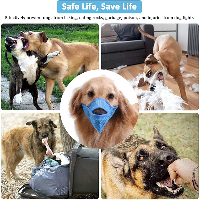Crazy Felix Nylon Dog Muzzle for Small Medium Large Dogs Dachshund Beagle Poodle Labrador, Air Mesh Breathable and Drinkable Pet Mouth Guard for Anti-Biting Chewing Scavenging(XXS, Blue)