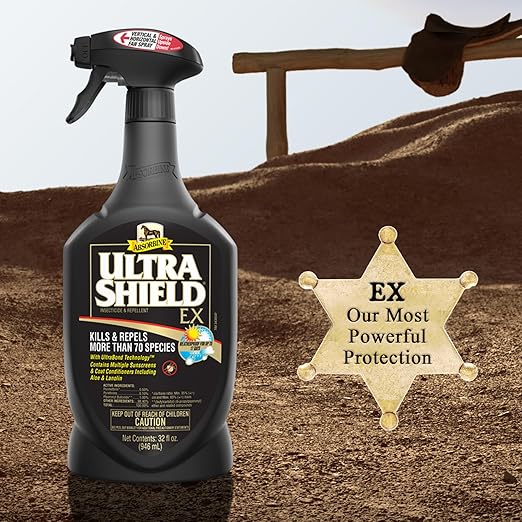 Absorbine UltraShield EX 32oz Sprayer Insecticide, Kills & Repels Flies, Mosquitoes, Ticks, Fleas, Lice, Use on Horses, Dogs, Premises
