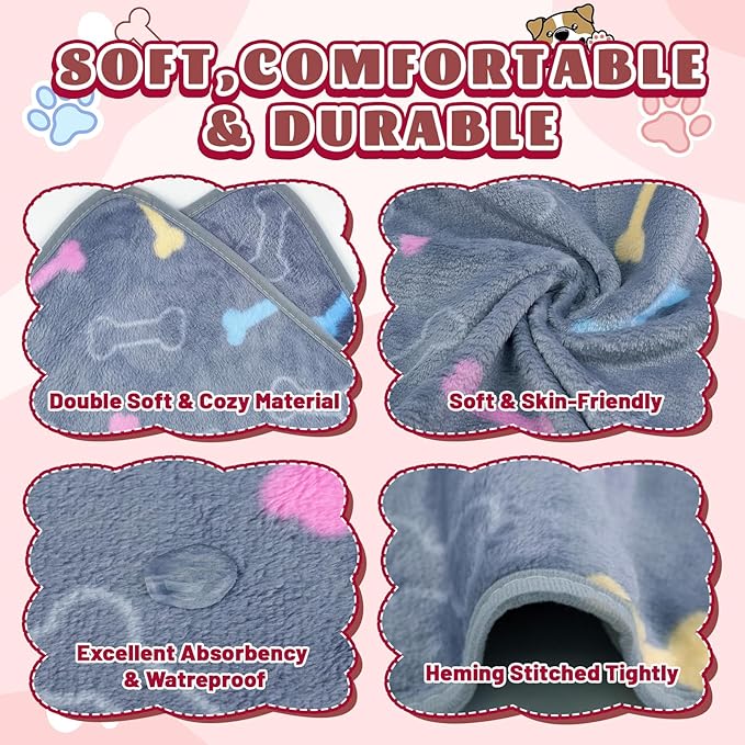 6 Pcs Washable Guinea Pig Blankets Absorbent Small Animal Fleece Bedding Waterproof Cage Liners Reusable Pet Pee Pad Sleep Mat Cover for Rabbit Rat Hamster Ferret Chinchilla Hedgehog (20"x30")