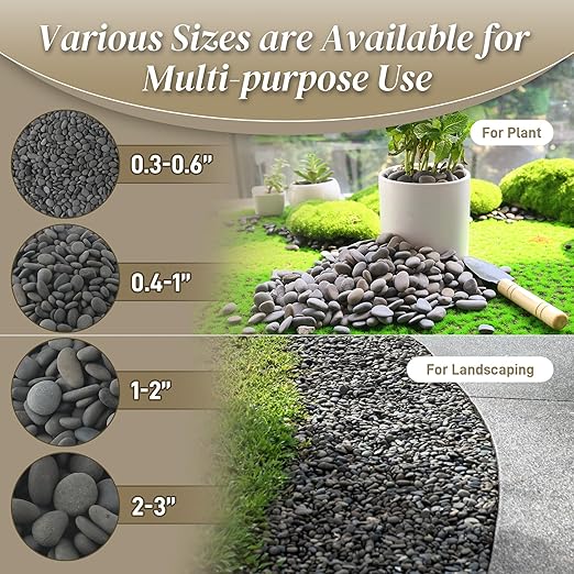 5 lbs Mexican Beach Pebbles, 2-3 Inch Decorative River Rocks for Fish Tank Aquarium Fountain, Decorative Pebbles for Garden Landscaping, Home Décor, Outdoor Paving Walkways Pathways Backyard