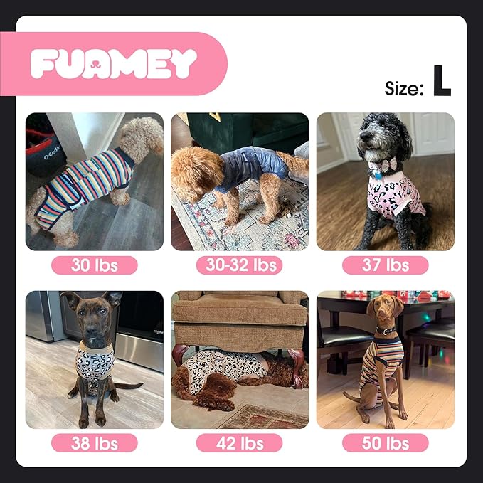 FUAMEY Recovery Suit for Dogs After Surgery,Soft Breathable Dog Bodysuit E-Collar & Cone Alternative Surgical Suit,Male Female Dog Neuter Spay Suits Anti Licking Wounds Onesie Mint Green Stripes L