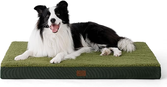 Bedsure Dog Beds Large Sized Dog - Orthopedic Flat Pet Beds with Removable Washable Cover, Egg Crate Foam Puppy Mat, Suitable for Pet Up to 65 lbs