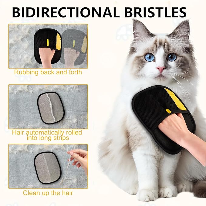 2pcs Pet Hair Removal Glove,Pet Hair Remover Glove for Cats & Dogs,Upgraded Animal Fur Removal Tool, Reusable Cats & Dogs Grooming Gloves for Hair Removal