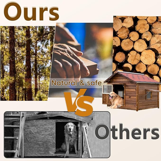 Dog House for Large Dogs Outside with Door and Adjustable Window, Big Dog House Outdoor Weatherproof with Removable Floor, Extra Large Pet House, 7XL