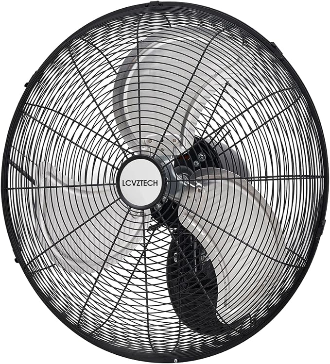 20 inch Wall Mount Fan Oscillating, 3-Speed 5500 CFM High Velocity Industrial Wall Mounted Fan, Heavy Duty Air Circulator for Garage, Shop, Gym, Workshop, Covered Patio - UL Listed