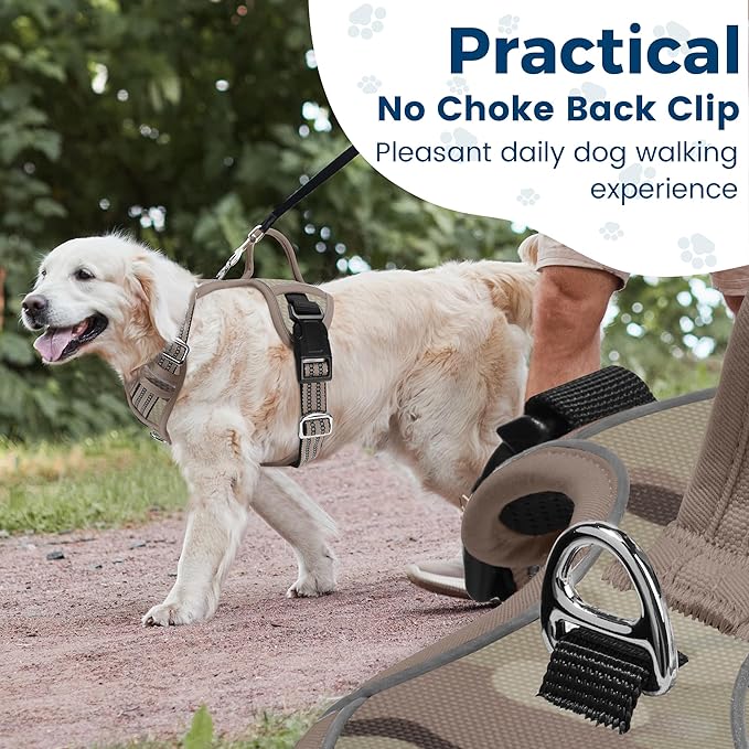 Funfox Dog Harness No Pull, Adjustable Pet Vest Harness, Super Soft Material with Vertical Handle Easy Control, Reflective Night Walking, 2 Leash Clips for Small Sized Dogs, Camo Brown, S