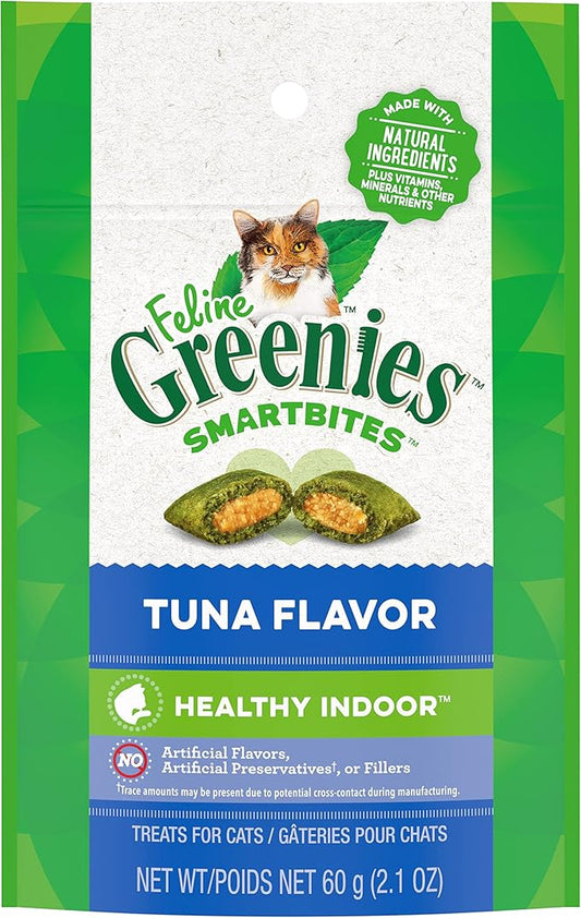Greenies Feline Smartbites Healthy Indoor Cat Treats, Tuna Flavor, 2.1 oz. Pack