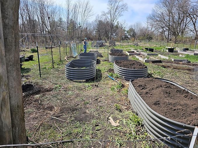 A ANLEOLIFE 8X4X1.5 ft Galvanized Raised Garden Beds Outdoor, Oval Large Metal Planter Box for Planting Vegetables Flowers Herb, Anti-Rust & Easy-Setup, Quartz Grey