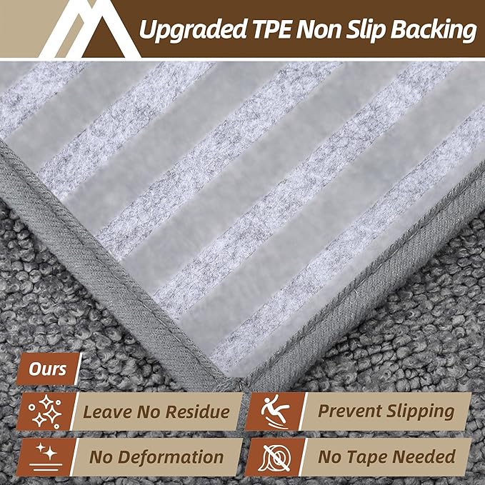 COSY HOMEER Stair Treads for Wooden Steps 9"x28" Washable Indoor Carpet Stair Treads Non Slip Soft Polyester Stair Carpet Tread Reusable Stair Runner Rugs for Kids, Elders,Pets,Medium Grey,4pcs