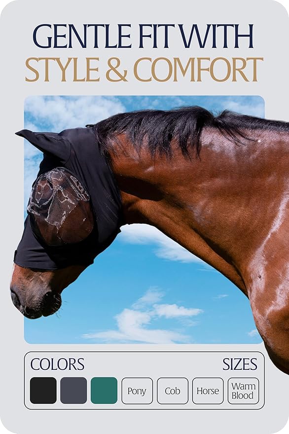 Equinavia Bug Out Fly Mask | Against Flies, Insects, UV Rays - Black - Horse