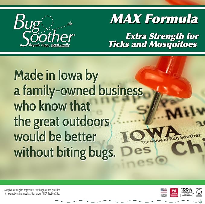 Bug Soother Max - Extra Strength Natural Gnat, Tick, and Mosquito Repellent, 4 fl oz Bug Spray Deterrent - DEET-Free - Safe for Adults & The Environment - Made in USA