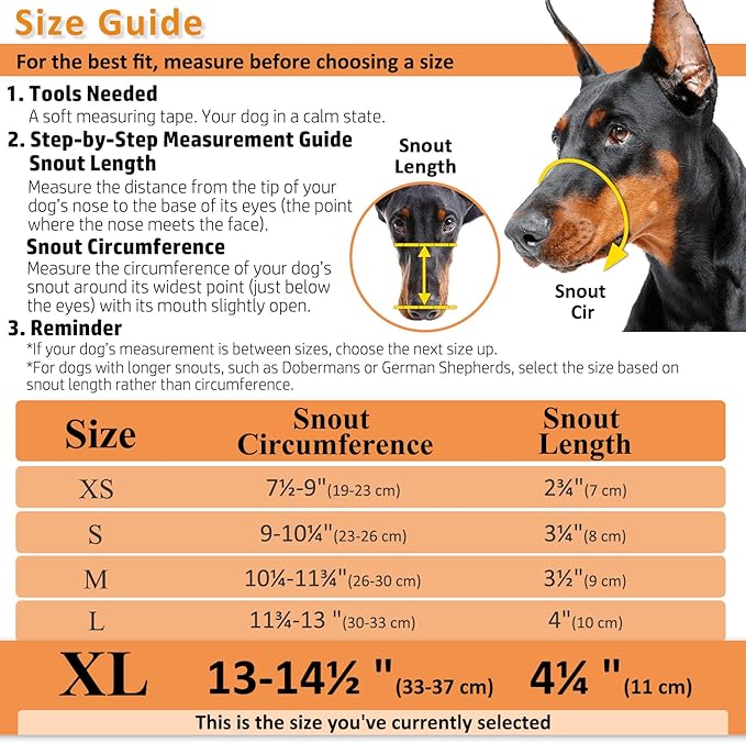 BARKLESS Dog Muzzle, Basket Muzzle for Biting, Chewing and Scavenging, Humane Cage Mouth Cover, Perfect for Grooming and Training Large Aggressive Reactive Dogs (XL, Brown)