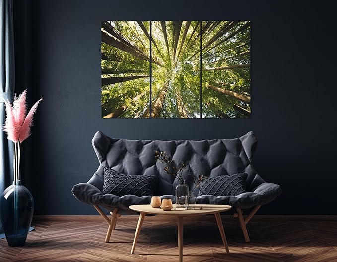 Nature Wall Art Prints - Ocean Forest Mountain Lake Canvas Landscapes - Small to Extra Large Living Room Bedroom Kitchen Bathroom Décor (Serenity in the Forest, 39L" x 59W" - 3 Panels)