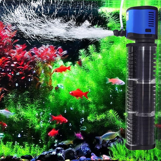 COOSPIDER Aquarium Filter Pond Filter for 35-75 Gallon, 260GPH Powerful Filtration Pond Pump, Submersible Canister Filters for Fish Turtle Tank, Cold Plunge, Clear Wavemaker Oxygen Supply