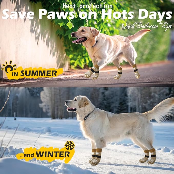 EXPAWLORER Anti Slip Dog Socks to Prevent Licking Paws, Dog Shoes for Hot Pavement, Dog Booties for Small Medium Large Senior Dogs, Traction Control Boots & Paw Protectors for Hardwood Floors