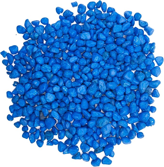 Blue Pebbles for Crafts, 0.9 Pound Natural Polished Aquarium Gravel, Decorative Pebbles for Indoor Plants, Turtle Tank, Vase, Succulents Cactus, Garden Landscaping