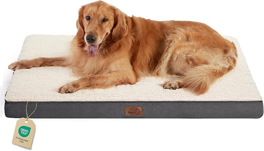 Bedsure XL Dog Beds Large Sized Dog -Orthopedic Flat Extra Large Pet Beds with Removable Washable Cover, Egg Crate Foam Mat, Suitable for Pet Up to 100 lbs
