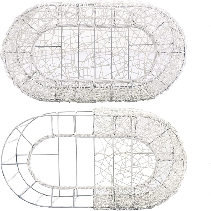 D+GARDEN Fun Stackable White Cat Condo for Indoor Cats - Interactive Play Rattan Modern Cat House for Indoor Cats Kitty, Pet Friendly Top/Side House Entry, Cat Bed Enclosed