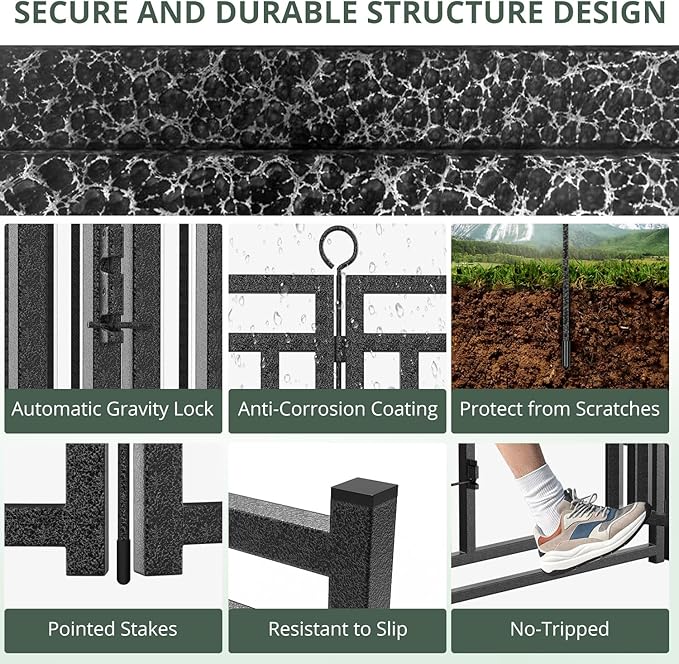 Dog Fence Outdoor Indoor, 40 Inch Height 24 Panels Dog Playpen for Large/Medium/Small Dogs Metal Dog Pen for Yard Camping and RV | Black-Silver