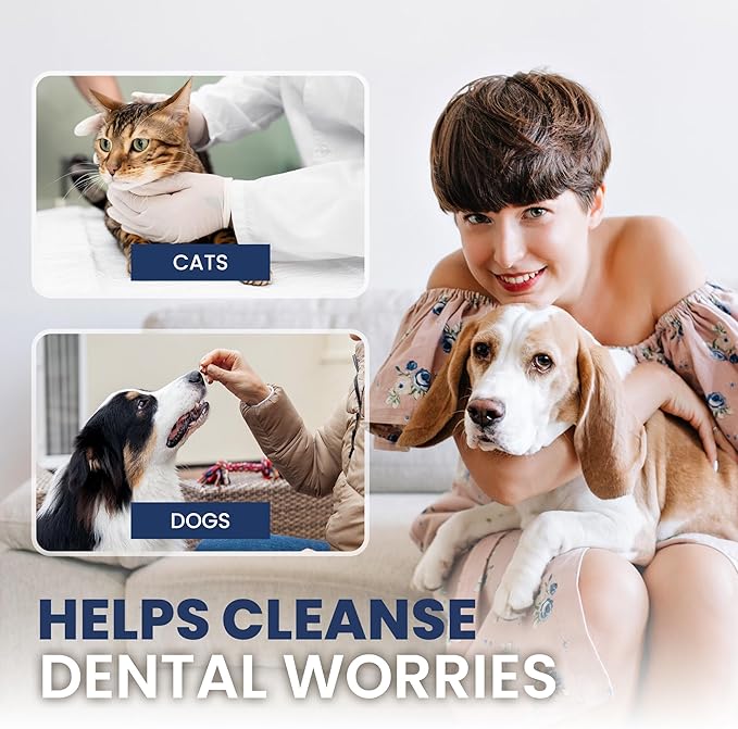 Rad Health Dog Dental Wipes - 100ct Pet Dental Finger Wipes, Easy No-Brush Teeth Cleaning, Removes Plaque & Tartar, Boosts Oral Hygiene, Freshens Breath, Gentle on Mouth, Strong on Build-Up