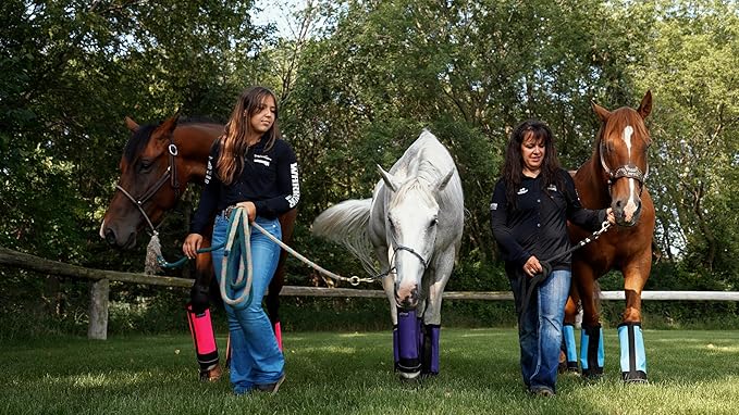 Warrior Fly Boots for Horses - Breathable Mesh Horse Boots for Fly Protection & Leg Comfort - Set of 4 (Lil Warrior, Gray)