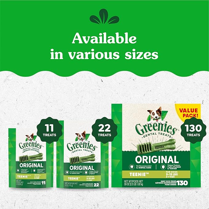 Greenies Original Teenie Dental Dog Treats, (4) 65 ct Packs (260 Treats)