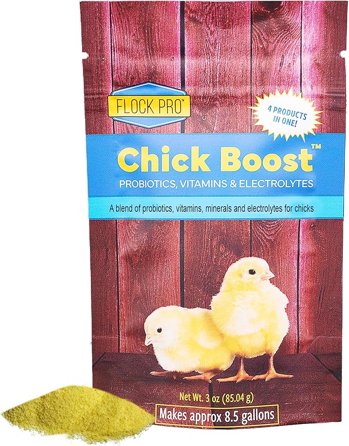 Flock PRO Chick Boost Probiotic - Probiotics, Vitamins, Minerals and Electrolytes for Chickens | Chicken Vitamins and Supplements for All Poultry - 3Oz