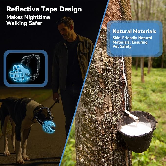 Dog Muzzle for Large Dogs, Breathable Basket Muzzles for Small, Medium and X-Large Aggressive Dog, Allows Panting Drinking, Suitable for Grooming Trimming Training (3, Luminous Blue)