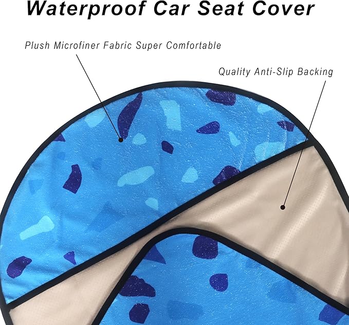 Car Seat Cover Protector Front Seats,for Gym Workout,Running,Swimming,Beach and Hiking,Waterproof Sweat Towel Bucket Seat Covers for Cars SUV Trucks (Blue Marbling, 1Pcs)