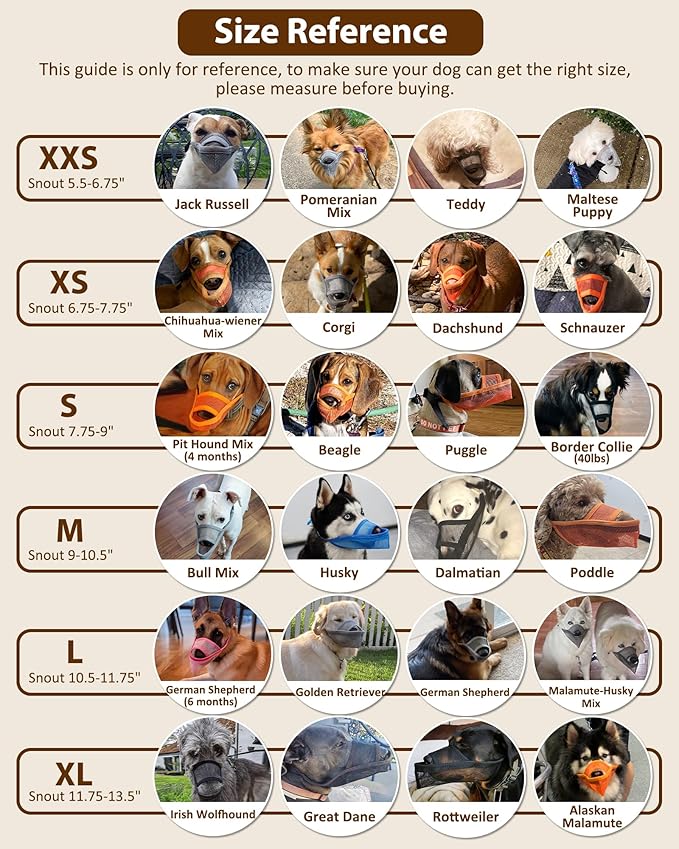 Crazy Felix Nylon Dog Muzzle for Small Medium Large Dogs, Air Mesh Breathable and Drinkable Pet Muzzle for Anti-Biting Anti-Barking Licking (L, Beige)