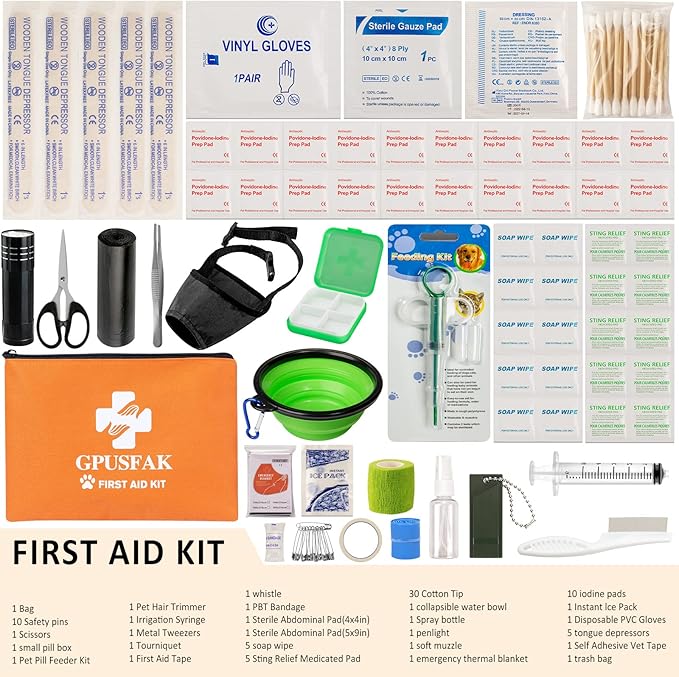Dog First Aid Kit - Pet First Aid Kit for Dogs Pet Emergency Kit with Pets First Aid Supplies for Home Camping Hiking Traveling