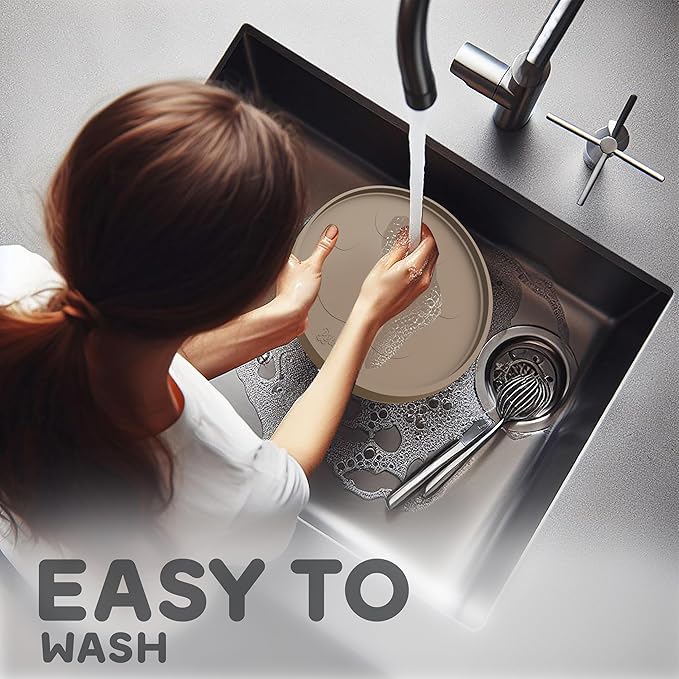 Dog Food Mat Round 10" - Raised Edges Dogs Mat for Food and Water Prevent Spill, Waterproof Cat Food Mats Protect Floors, Easy Clean Dog Bowl Mats for Food and Water, Silicone Pet Feeding Placemats