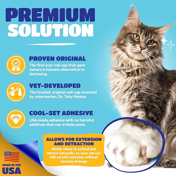 Soft Claws Cat Nail Caps for Medium Cats – (40 Caps, Red) - Made in USA - Veterinarian-Developed | Protects Furniture & Skin - Easy to Apply, Long-Lasting Anti-Scratch Soft Cat Claw Covers.