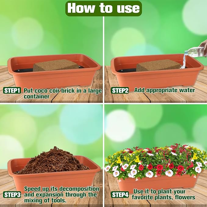 ZeeDix Compressed Coco Coir Brick for Plants, Premium Coconut Coir Bricks Potting Soil Mix, Natural Coconut Husk Coco Peat Brick with Low EC and pH Balance for Gardening Plants Flower Herbs