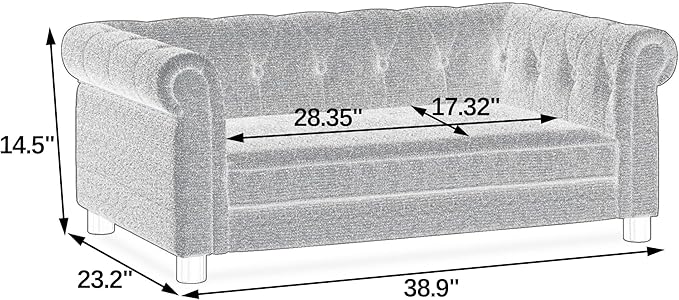 Dog Sofa Couch for Medium to Large Dogs, Memory Foam Pet Sofa Couch with Washable Fabric, Durable Elevated Dog Bed with Legs, Removable Cushion for Medium and Large Dogs, Brown