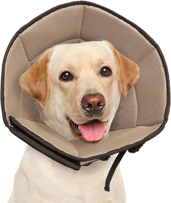 Dog Cone Collar XL, Soft Cones for Large Medium Small Dogs,Adjustable Dog Cone Alternative to Stop Licking, Comfy Elizabethan Collar for After Surgery Wound Healing & Hot Spots Brown