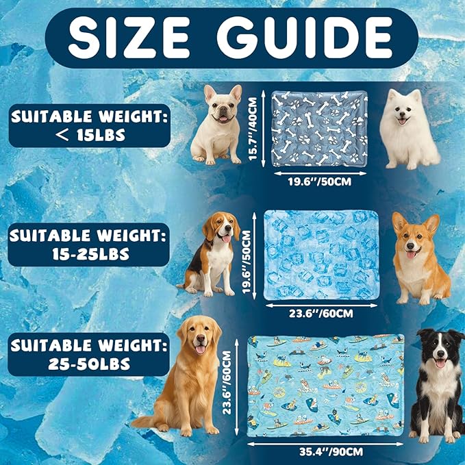 Cooling Pad for Large Dog,Instant Pet Cool Mat,Comfortable Cool Pet Mat for Cat.Portable Dog Bed for Summer. Suitable for Outdoor Summer Crate Pad.Long Time Cooling.Ice Brick(Size-L 19.7 * 23.6in)
