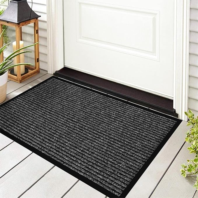 Durable Front Door Mat, Heavy Duty Indoor Outdoor Doormat, 48” x 36” Low Profile Outdoor Mats for Home Entrance, Stain and Fade Resistant Shoe Scraper Mat, Ideal for High Traffic Area