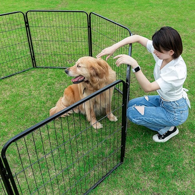 BestPet Dog Playpen Indoor 40 inch 24 Panels Metal Dog Pen Pet Dog Fence Outdoor Exercise Pen with Doors,Pet Puppy Playpen for RV Camping Yard, Black