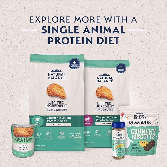 Natural Balance Limited Ingredient Adult Grain-Free Dry Dog Food, Chicken & Sweet Potato Recipe, 24 Pound (Pack of 1)