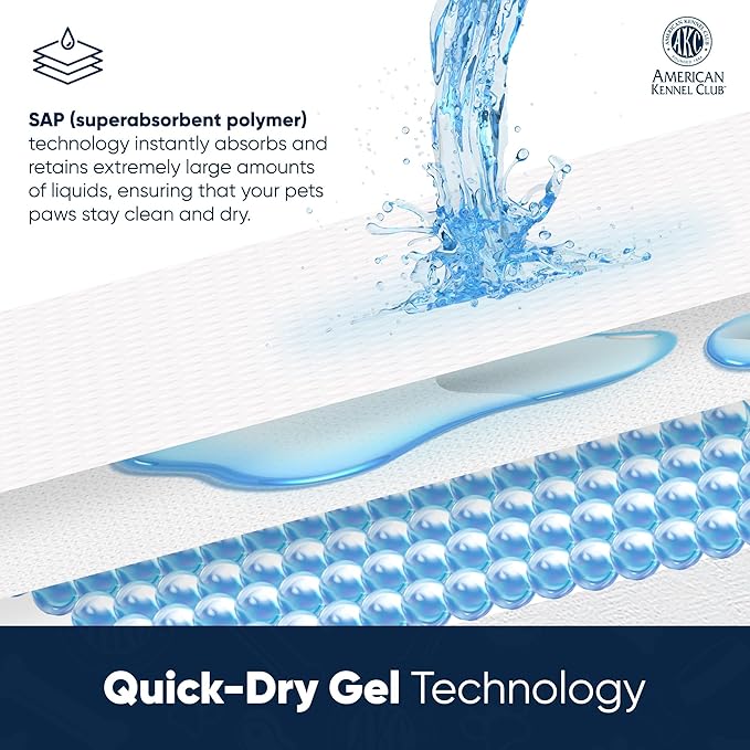 AKC Advanced Puppy Pads with Color-Changing Health+ Indicator and Ultra Absorbent Quick Dry Gel – 28"x30" Leakproof Training Pads for Dogs – Fresh Scented – 50 Count, X-Large